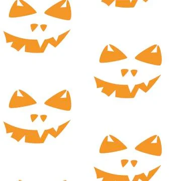 Seamless pattern with halloween carved jack faces silhouettes on black イラスト素材