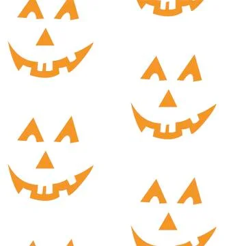 Seamless pattern with halloween carved jack faces silhouettes on black Stock Illustration