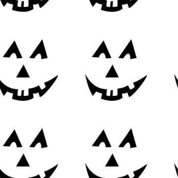 Seamless pattern with halloween carved jack faces silhouettes on black backgr Illustrazione stock