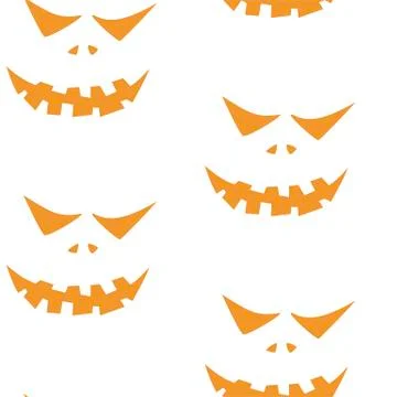 Seamless pattern with halloween carved jack faces silhouettes on black backgr イラスト素材