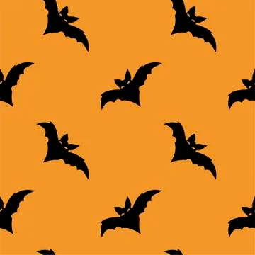 Seamless pattern with halloween carved jack faces silhouettes on black backgr 스톡 일러스트