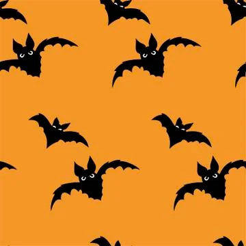 Seamless pattern with halloween carved jack faces silhouettes on black backgr Stock Illustration