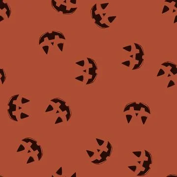 Seamless pattern halloween carved pumpkin face cartoon vector Stock Illustration