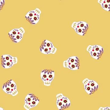 Seamless pattern halloween dead day skull cartoon vector 스톡 일러스트