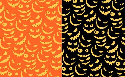 Seamless pattern for Halloween with differen angry smiles. Illustrazione stock