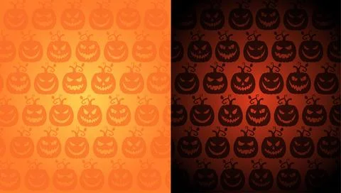 Seamless pattern for Halloween with different angry pumpkins. Stock Illustration