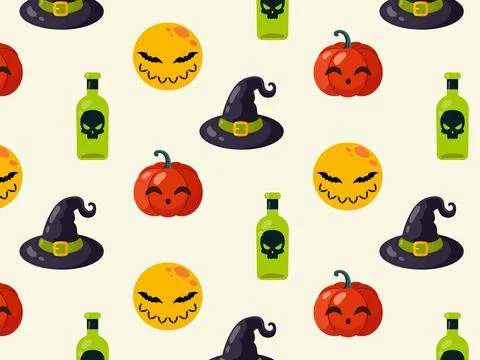 Seamless pattern halloween elements. Vector illustration Illustrazione stock