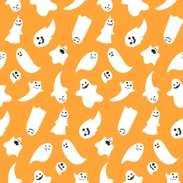 Seamless pattern from halloween emotional ghosts Illustration