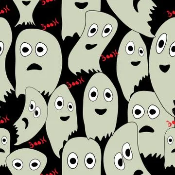 Seamless pattern for Halloween with ghosts Stock Illustration