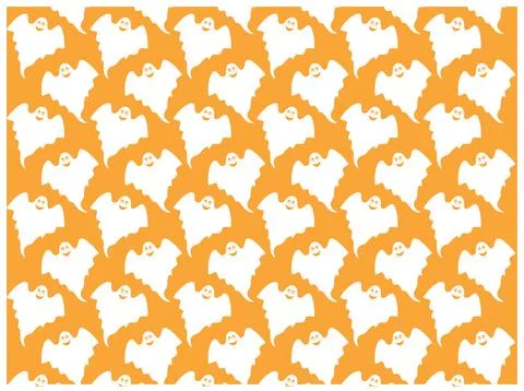 Seamless pattern for Halloween with ghosts on orange background. イラスト素材
