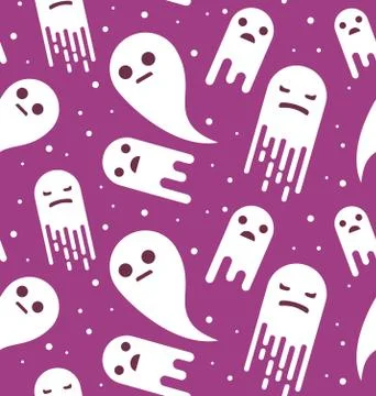 Seamless pattern for halloween with ghosts.Ornament for fabric poltergeists,  Stock Illustration