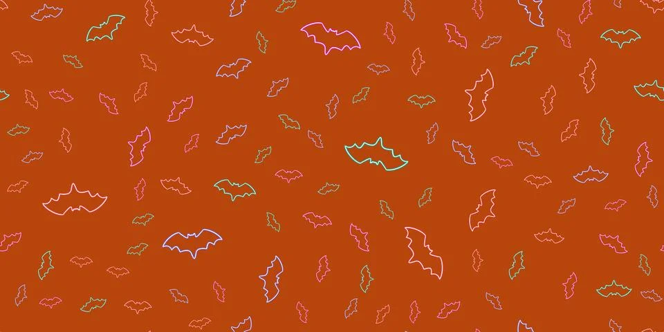 Seamless pattern Halloween glowing desktop icon, neon sticker, neon bat figure Stock Illustration