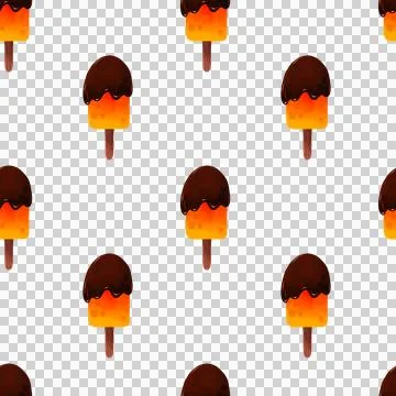 Seamless pattern with Halloween ice cream. Illustration of orange popsicle Stock Illustration