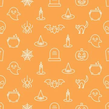 Seamless pattern with Halloween icons Stock Illustration