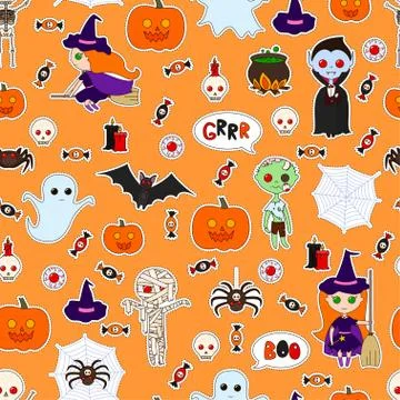 Seamless pattern Halloween Stock Illustration