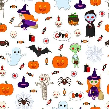 Seamless pattern Halloween Stock Illustration