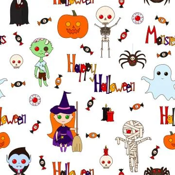 Seamless pattern Halloween Stock Illustration