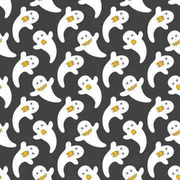 Seamless pattern. Halloween pattern with angry ghosts. Perfect for prints, fl Stock Illustration