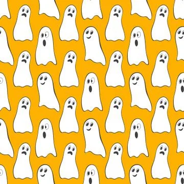 Seamless pattern. Halloween pattern with cute ghosts. Perfect for prints, fly Stock Illustration