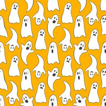 Seamless pattern. Halloween pattern with cute ghosts. Perfect for prints, fly Stock Illustration