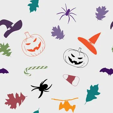 Seamless pattern of Halloween Pattern on a grey background, wallpaper Stock Illustration