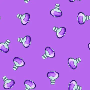 Seamless pattern halloween potion bottle cartoon vector Stock Illustration