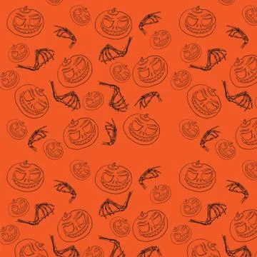 Seamless pattern for Halloween. Pumpkin and bones. Illustrazione stock