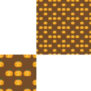 Seamless pattern for Halloween with pumpkin on the brown background with patt Stock Illustration