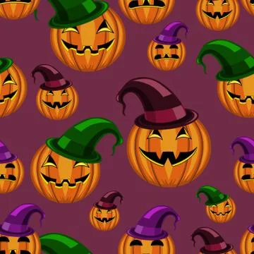 Seamless pattern halloween pumpkin with hat Stock-Illustration