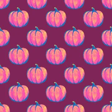 Seamless pattern Halloween pumpkin illustration Stock Illustration