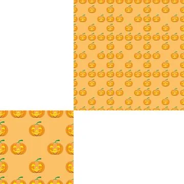 Seamless pattern for Halloween with pumpkin on the yellow background with pat Stock Illustration