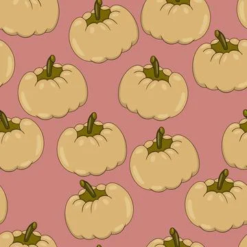 Seamless pattern with halloween pumpkins on color background. Scary and funny 스톡 일러스트