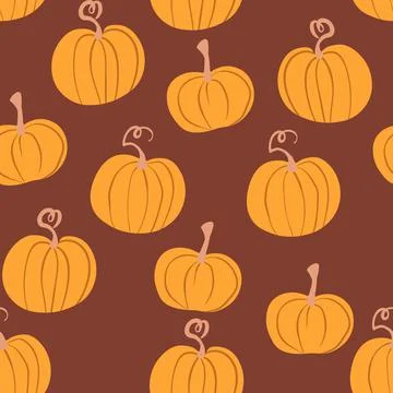 Seamless pattern with halloween pumpkins on color background. Scary and funny 库存插图