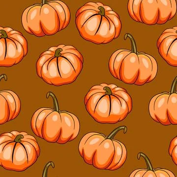Seamless pattern with halloween pumpkins on color background. Scary and funny Stock Illustration