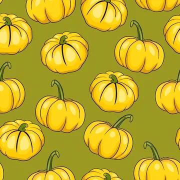 Seamless pattern with halloween pumpkins on color background. Scary and funny 스톡 일러스트