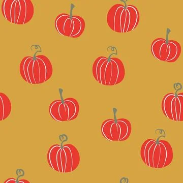 Seamless pattern with halloween pumpkins on color background. Scary and funny Illustrazione stock
