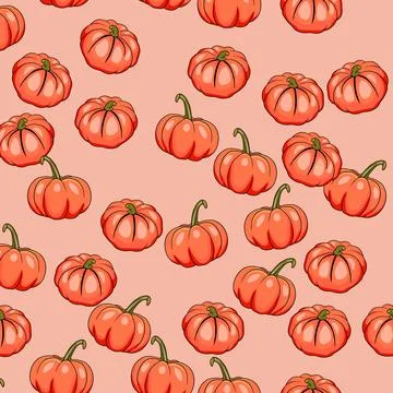 Seamless pattern with halloween pumpkins on color background. Scary and funny 스톡 일러스트