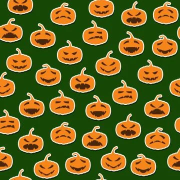 Seamless pattern with halloween pumpkins Ilustração Stock