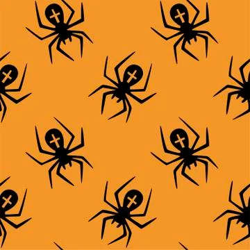 Seamless pattern with halloween pumpkins spider web zombie. Can be used for s Stock Illustration