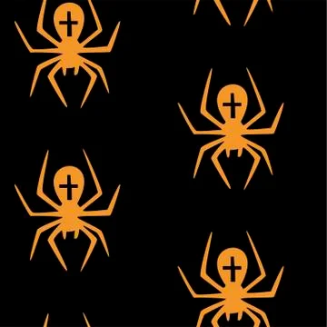 Seamless pattern with halloween pumpkins spider web zombie bat. Can be used f Stock Illustration
