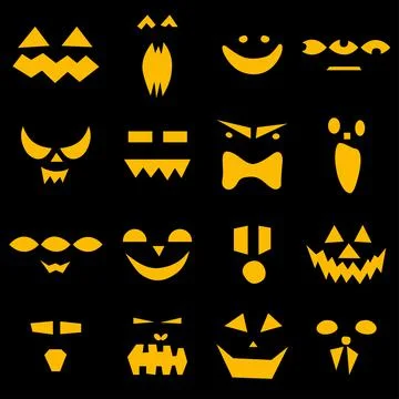 Seamless pattern of halloween scary pumpkins faces Illustrazione stock