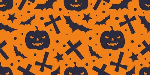 Seamless pattern Halloween Silhouette with Cross ,Star ,Bat and Jack O Lant.. Illustrazione stock