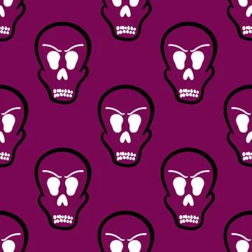 Seamless Pattern Halloween Skulls Stock Illustration