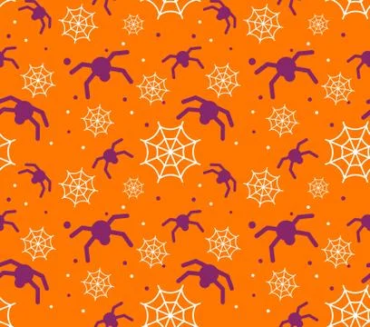 Seamless pattern with halloween spider web. Fabric print design concept. Stock Illustration