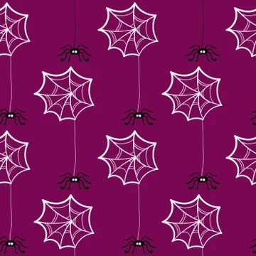 Seamless Pattern Halloween Spiderweb Stock Illustration
