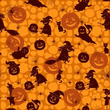 Seamless Pattern, Halloween Symbols Illustrazione stock