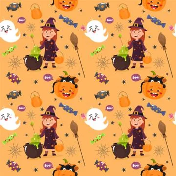 Seamless pattern with a Halloween theme. Happy Halloween. Vector illustration in イラスト素材