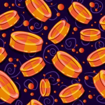 Seamless pattern of Halloween, trick or treat orange and yellow lollipops Stock Illustration