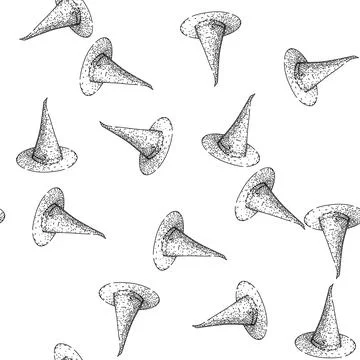 Seamless pattern halloween witch hat sketch hand drawn Stock Illustration
