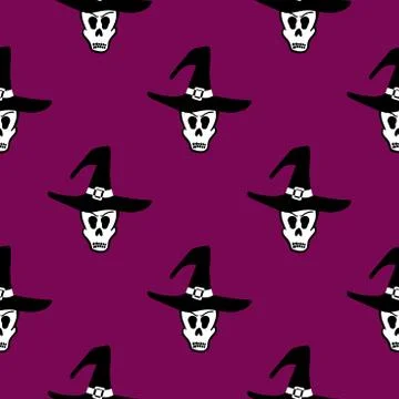 Seamless Pattern Halloween Witch Stock Illustration